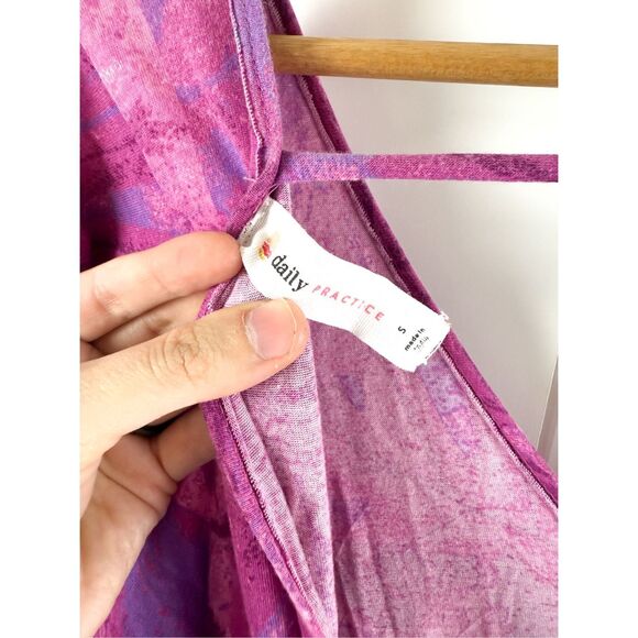 Anthro Daily Practice Tiered Ruffle Mini Dress Pink Purple YCX Print Small - Picture 10 of 14